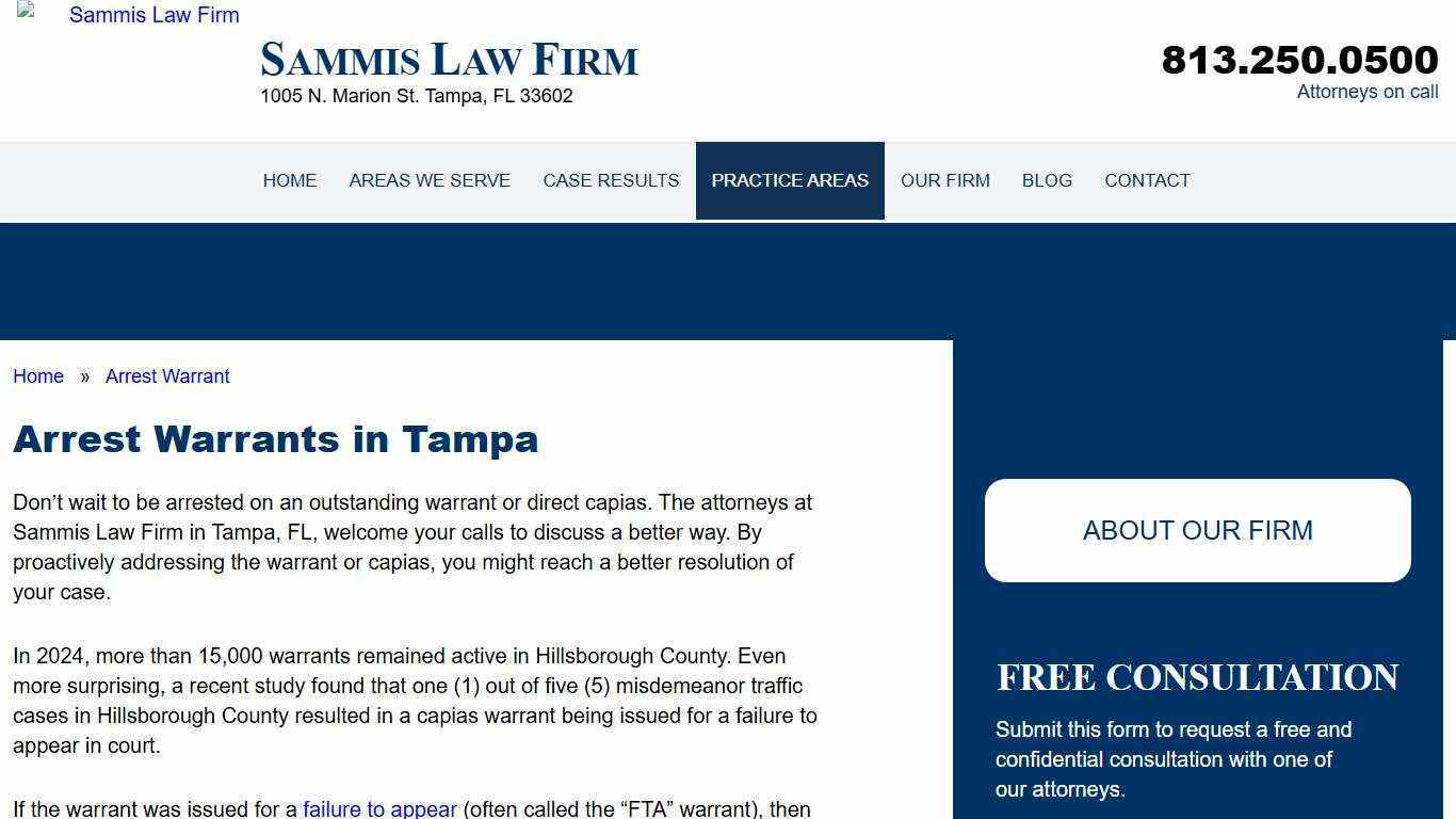 Attorney for the Arrest Warrant in Tampa, Hillsborough County, FL