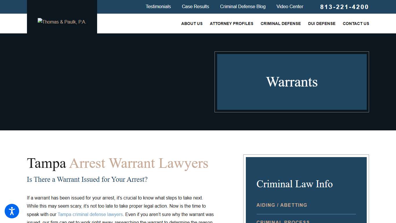 Hillsborough County Bench & Arrest Warrants | Thomas & Paulk, P.A.
